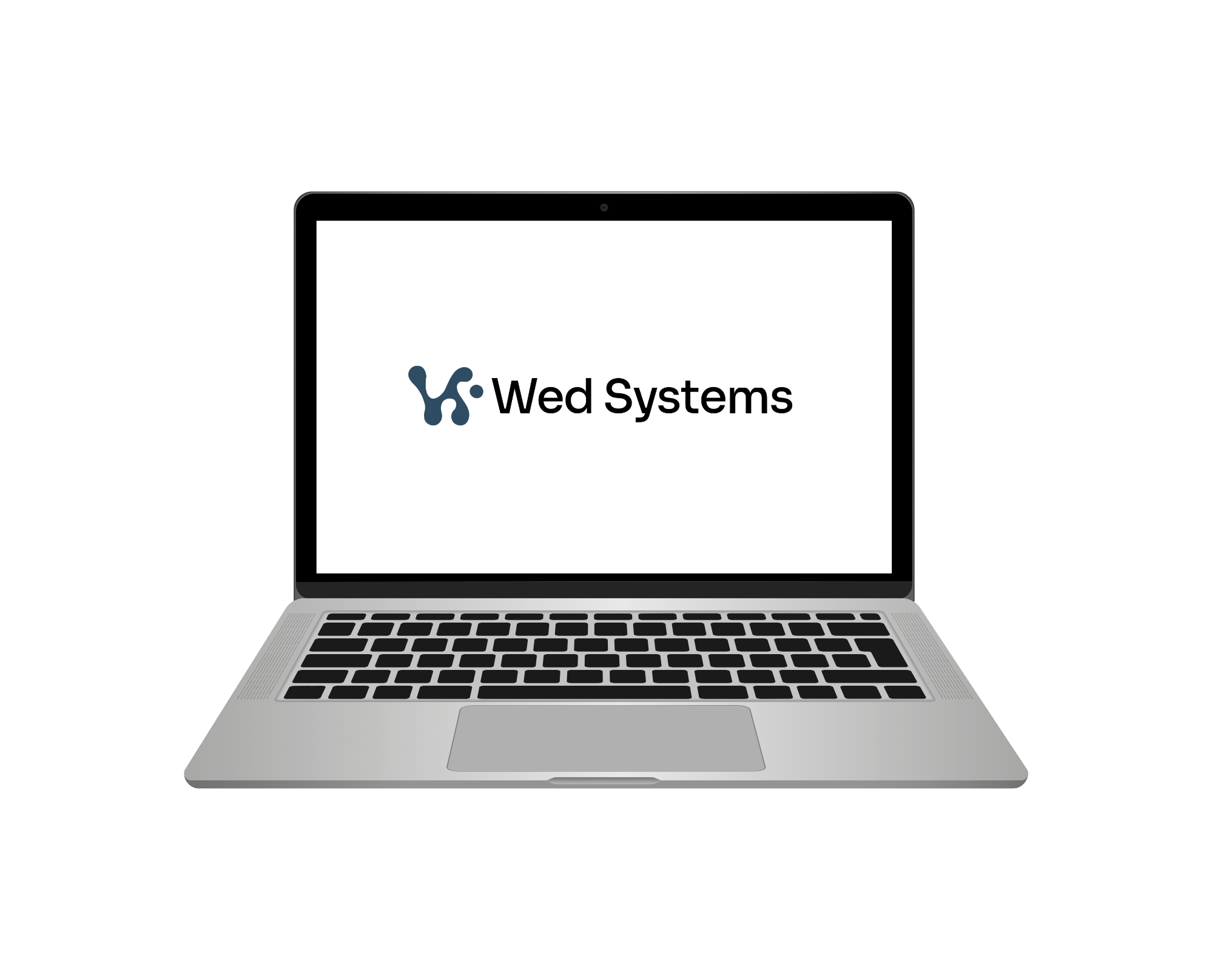 Um notebook com a tela exibindo a logo da wed systems.